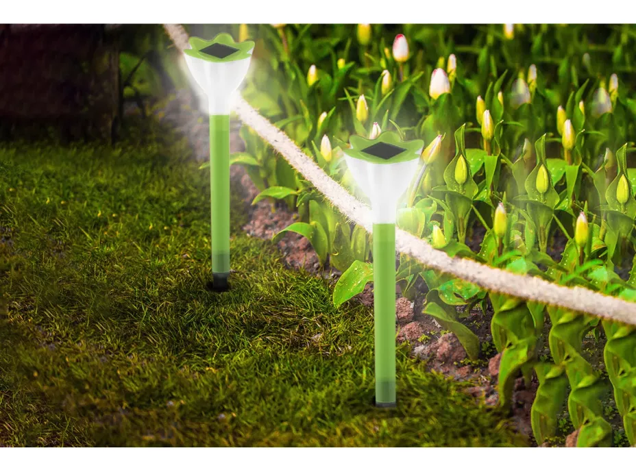 Záhradná LED solárna lampa do zeme FLOWER 31x6 cm - zelená