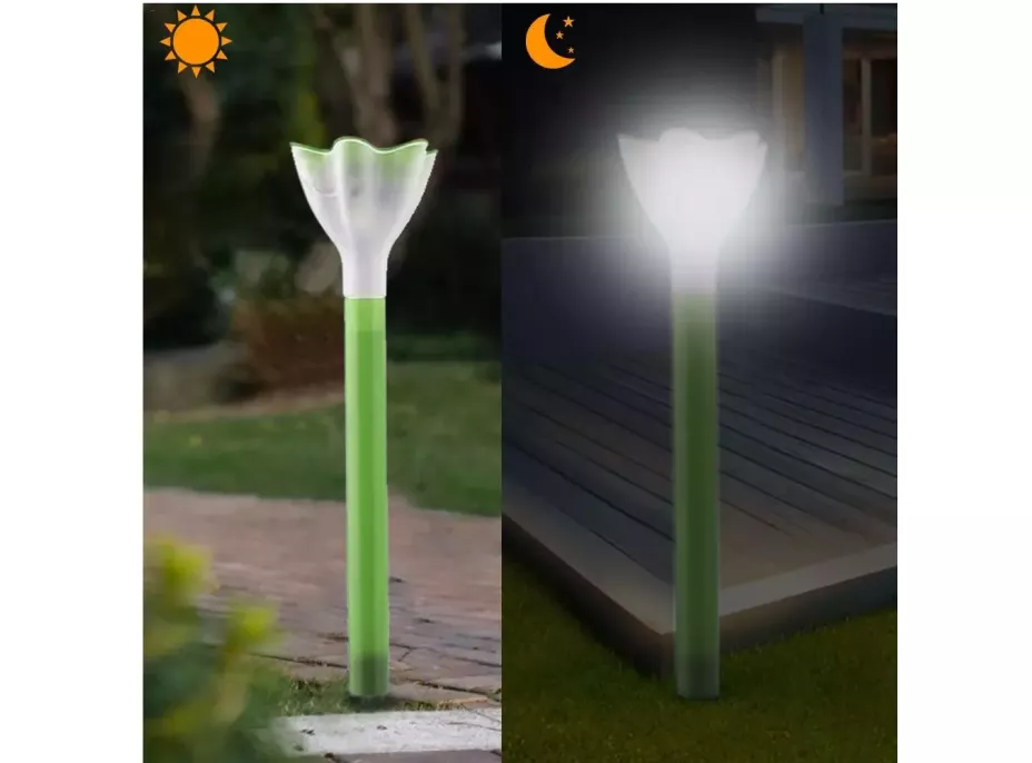 Záhradná LED solárna lampa do zeme FLOWER 31x6 cm - zelená