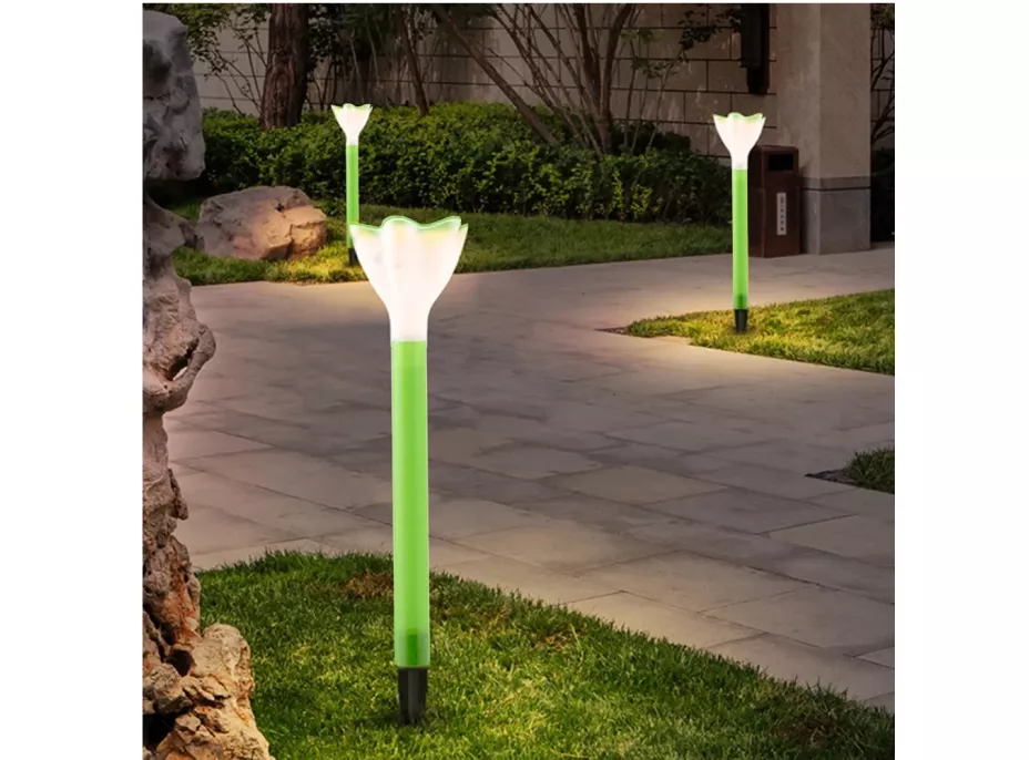 Záhradná LED solárna lampa do zeme FLOWER 31x6 cm - zelená