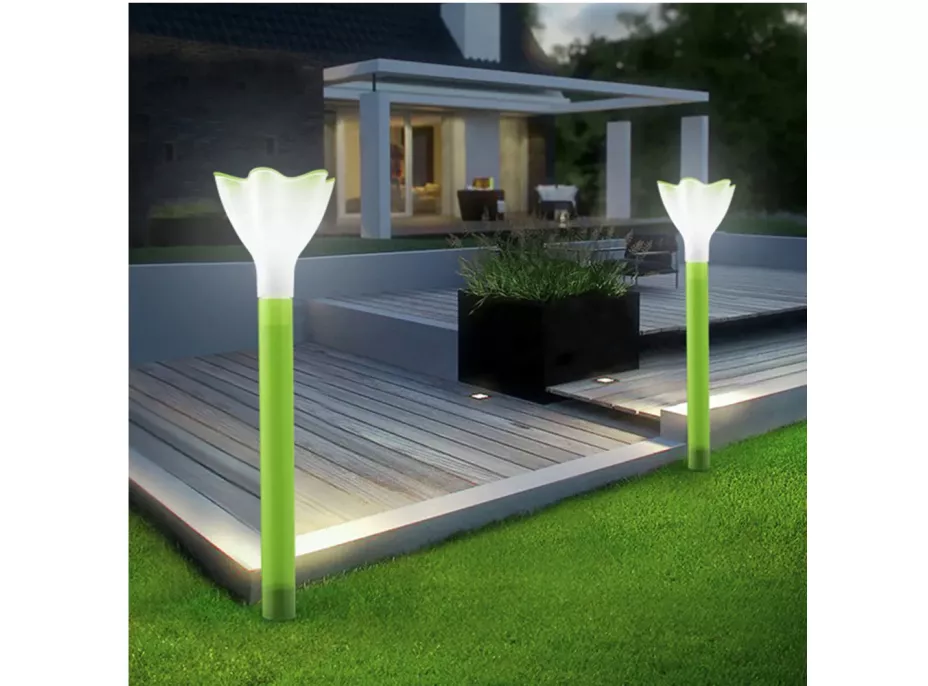 Záhradná LED solárna lampa do zeme FLOWER 31x6 cm - zelená