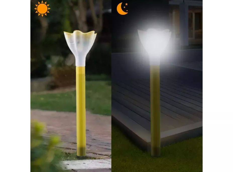 Záhradná LED solárna lampa do zeme FLOWER 31x6 cm - žltá