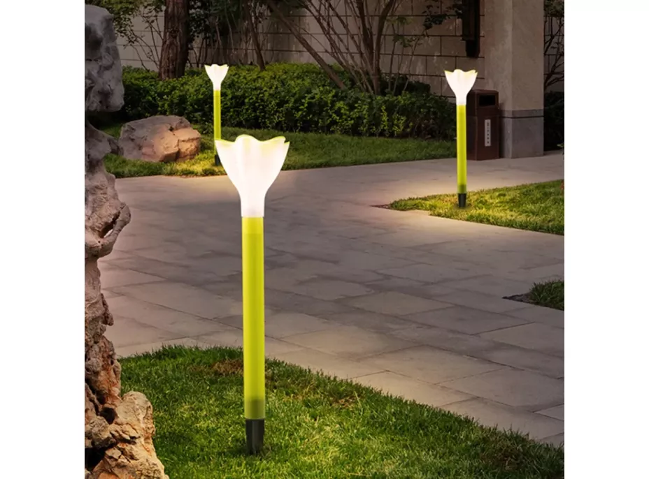 Záhradná LED solárna lampa do zeme FLOWER 31x6 cm - žltá