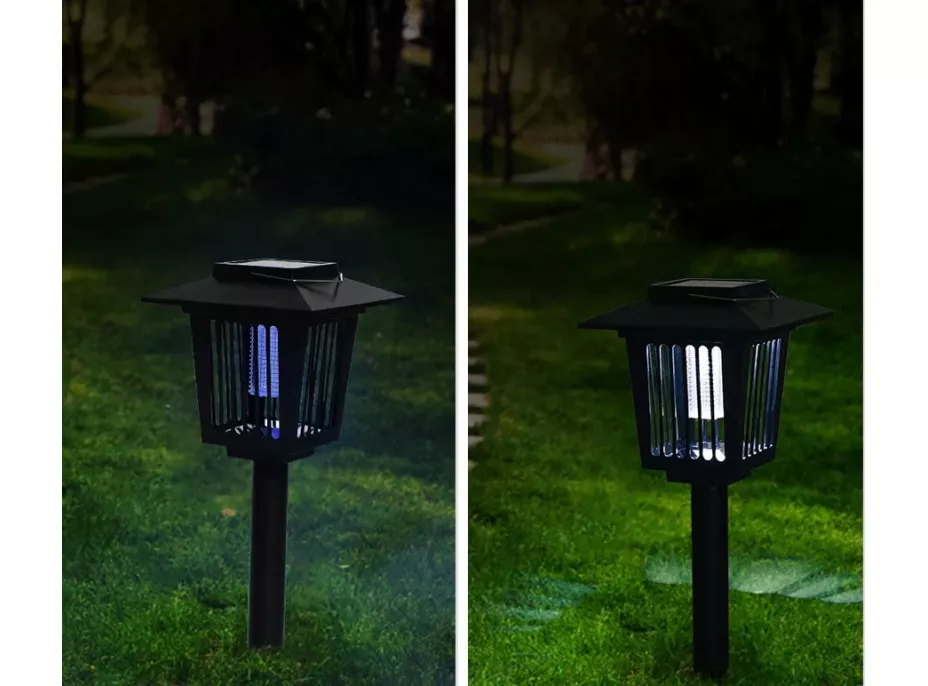 Záhradná LED solárna lampa do zeme REPEL 57x15 cm - lapač hmyzu - čierna