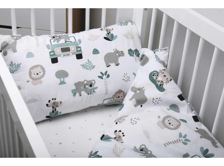 Detské bavlnené obliečky do postieľky 120x90 cm BABYMAM PREMIUM - Na safari