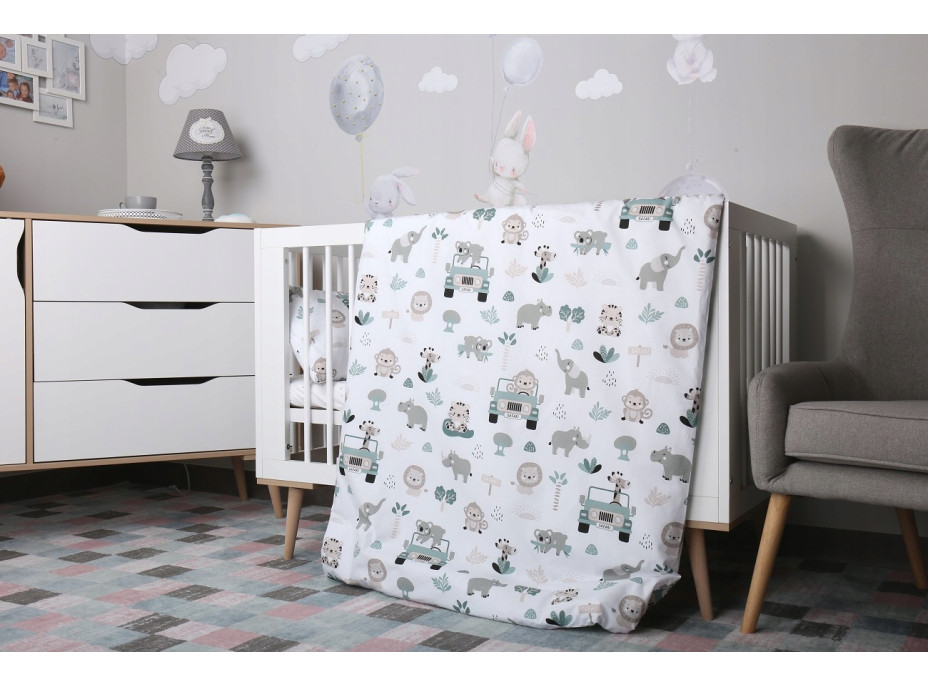 Detské bavlnené obliečky do postieľky 120x90 cm BABYMAM PREMIUM - Na safari