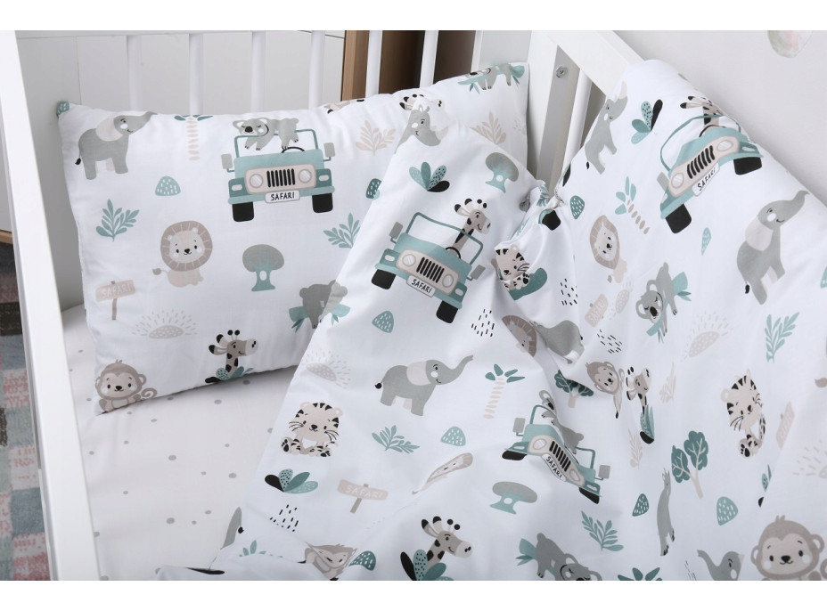 Detské bavlnené obliečky do postieľky 120x90 cm BABYMAM PREMIUM - Na safari