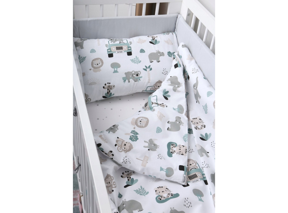 Detské bavlnené obliečky do postieľky 120x90 cm BABYMAM PREMIUM - Na safari