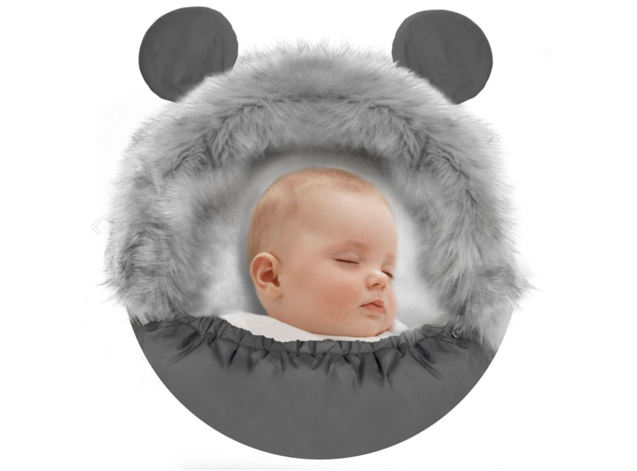 Detský fusak do kočíka s kožušinou Elmi - Tmavosivý