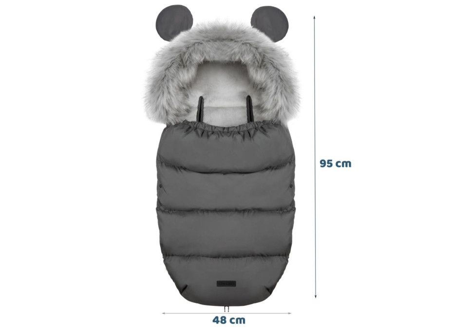 Detský fusak do kočíka s kožušinou Elmi - Tmavosivý