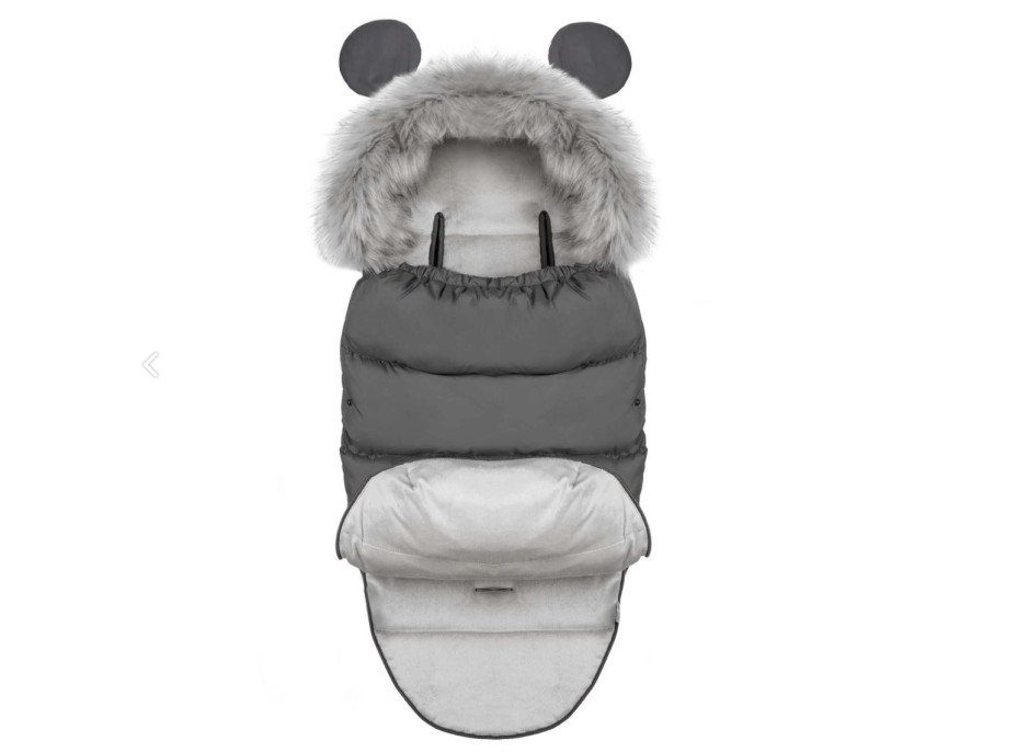 Detský fusak do kočíka s kožušinou Elmi - Tmavosivý