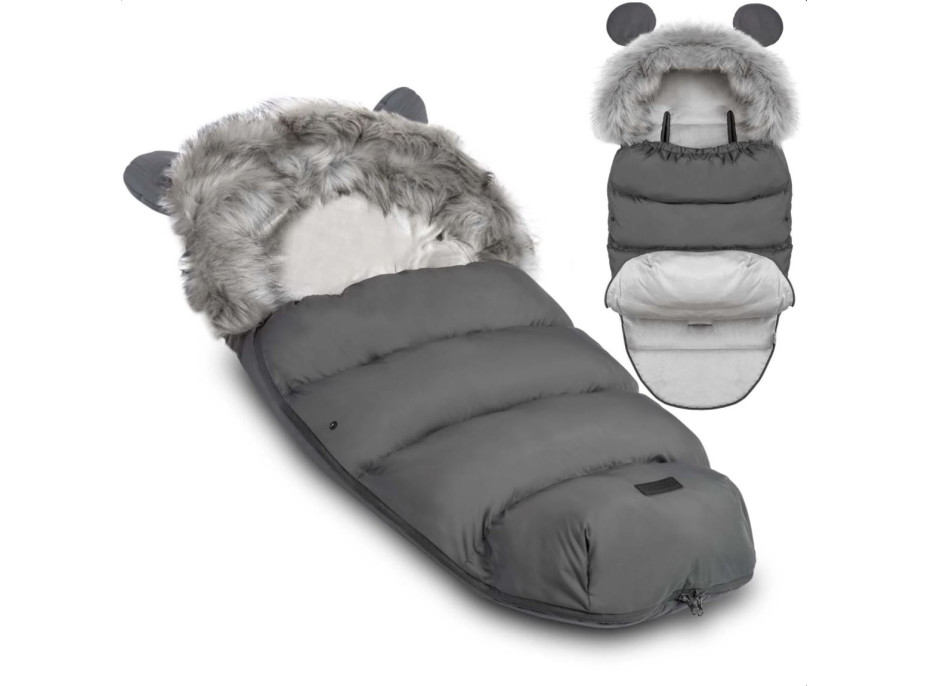 Detský fusak do kočíka s kožušinou Elmi - Tmavosivý