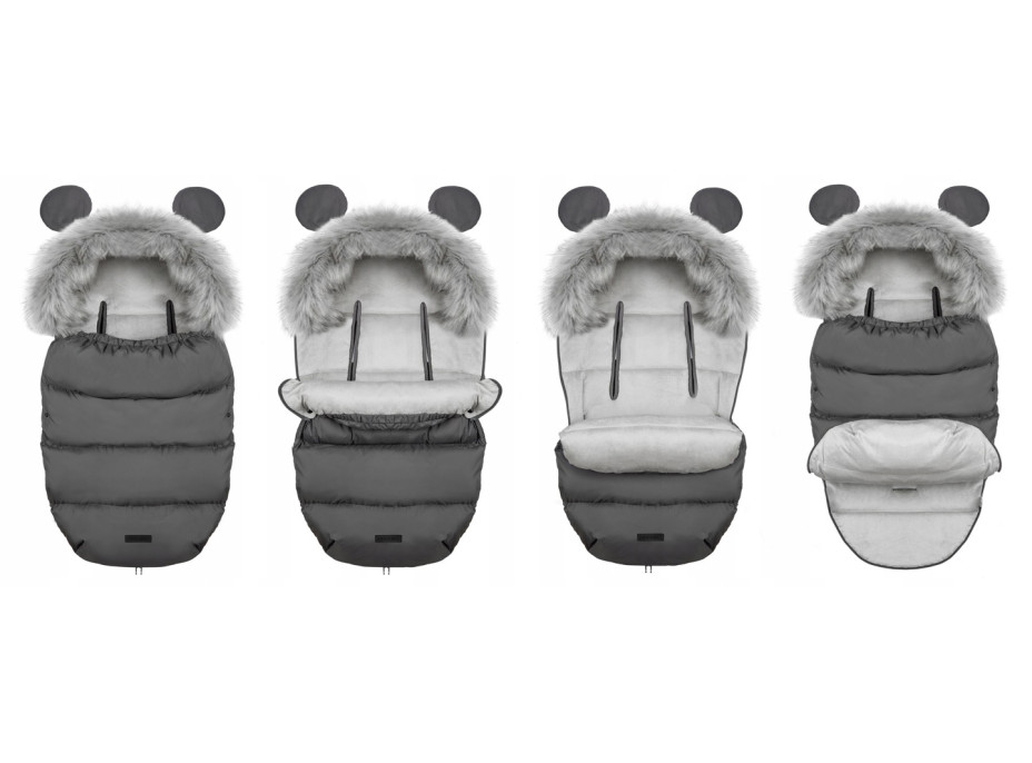 Detský fusak do kočíka s kožušinou Elmi - Tmavosivý