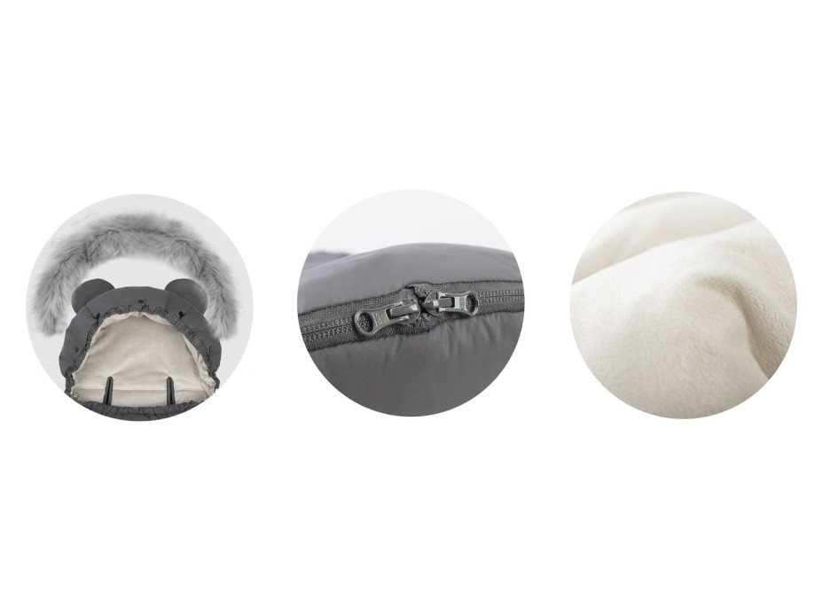 Detský fusak do kočíka s kožušinou Elmi - Tmavosivý