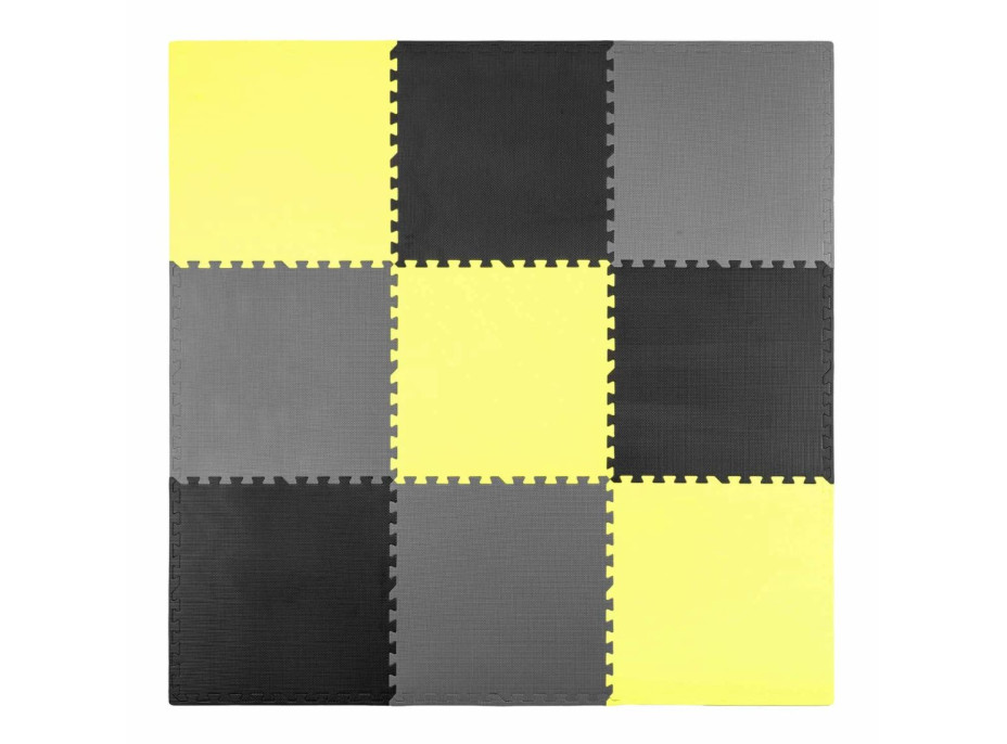 Detská penová podložka PUZZLE žlto-šedá - 180x180 cm