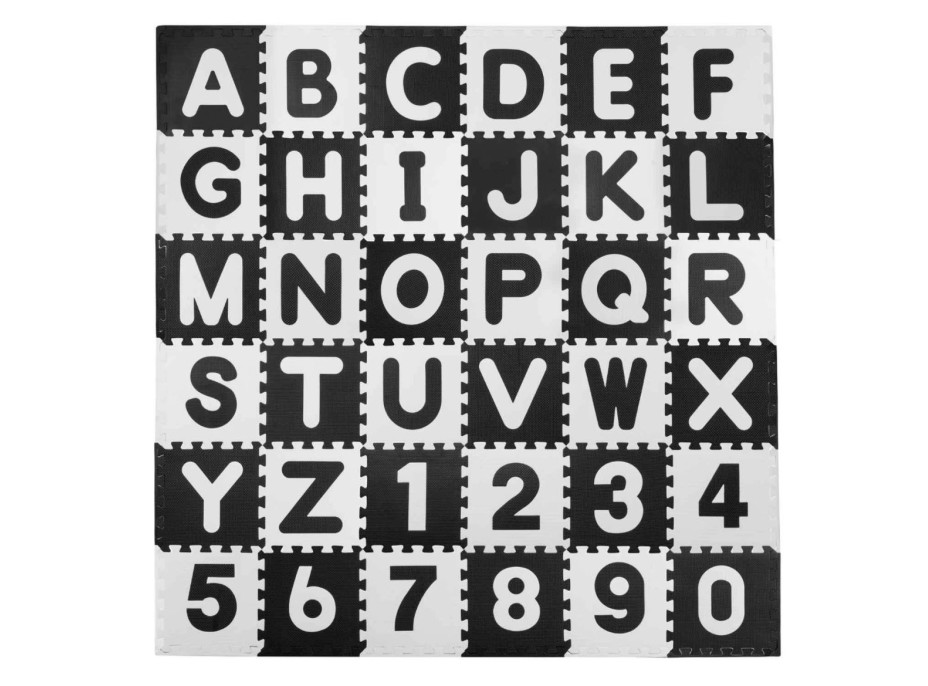 Detská penová podložka PUZZLE písmená a čísla - 30x30 cm
