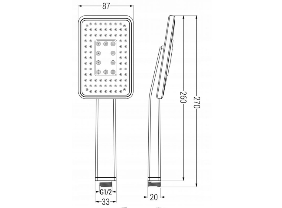 Ručná sprchová hlavica MAXMAX MEXEN R-54 - 1 funkcia - 260x87 mm - čierna/chróm, 79554-71