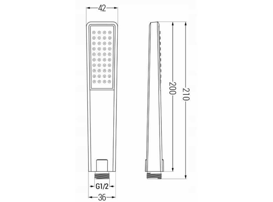 Ručná sprchová hlavica MAXMAX MEXEN R-72 - 1 funkcia - 200x42 mm - čierna, 79572-70