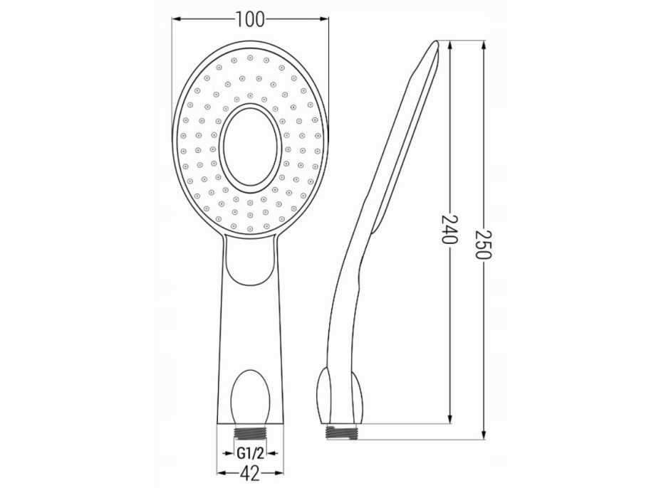 Ručná sprchová hlavica MAXMAX MEXEN R-73 - 1 funkcia - 240x100 mm - čierna, 79573-70