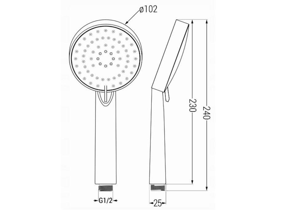 Ručná sprchová hlavica MAXMAX MEXEN R-75 - 3 funkcie - 230x102 mm - chrómová, 79575-00