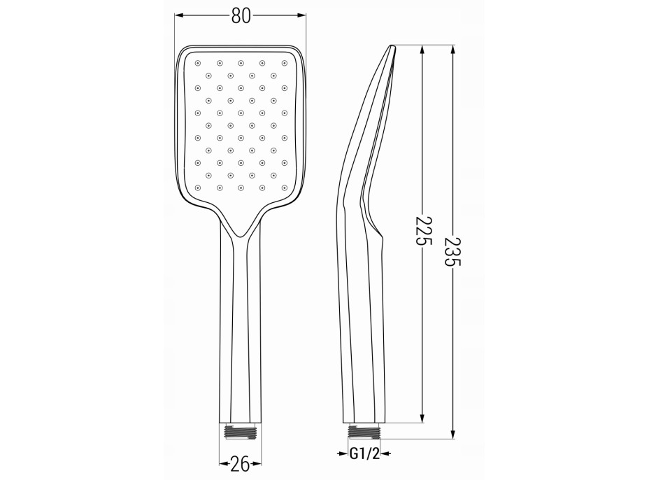 Ručná sprchová hlavica MAXMAX MEXEN R-62 - 1 funkcia - 235x80 mm - biela, 79562-20