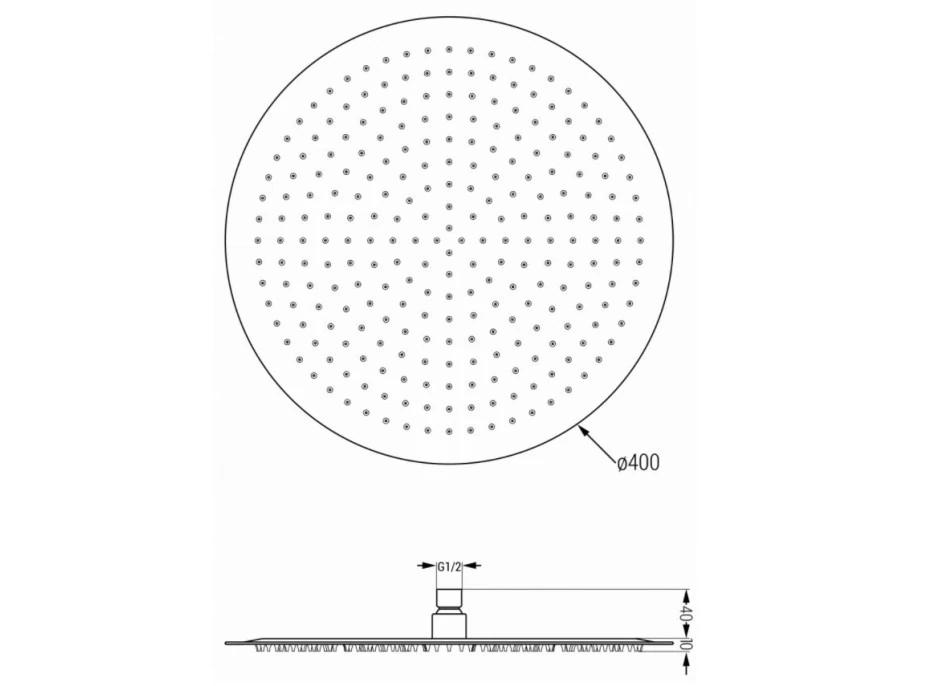 Sprchová dažďová hlavica MAXMAX MEXEN SLIM - guľatá - 40 cm - čierna, 79240-70