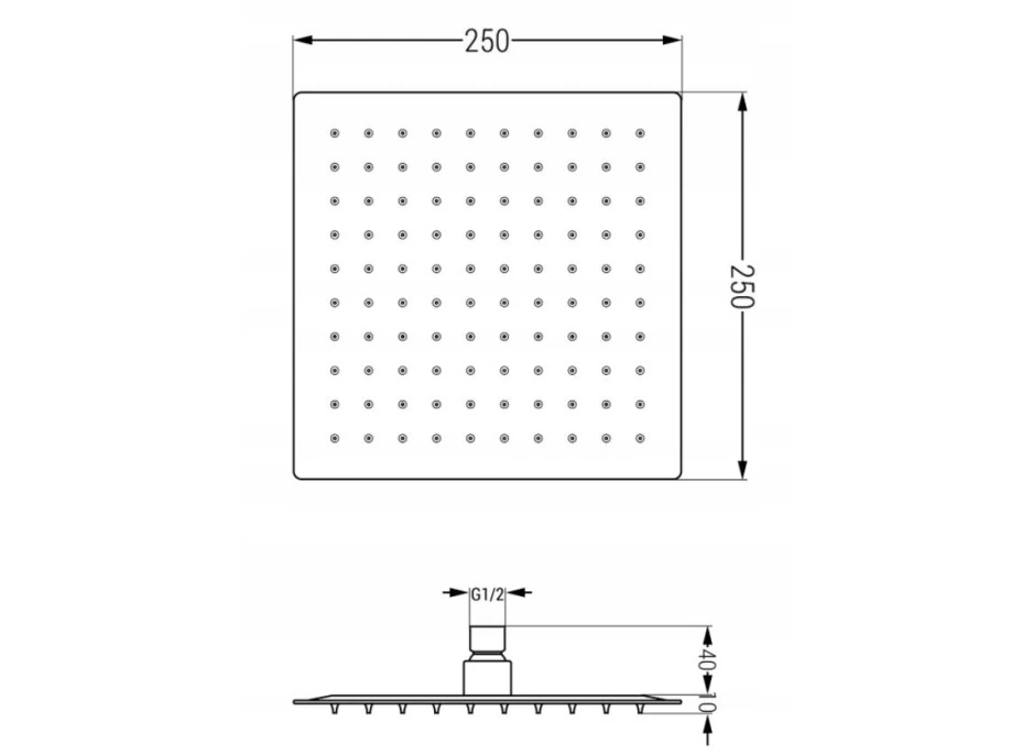 Sprchová dažďová hlavica MAXMAX MEXEN SLIM - štvorcová - 25x25 cm - zlatá, 79125-50
