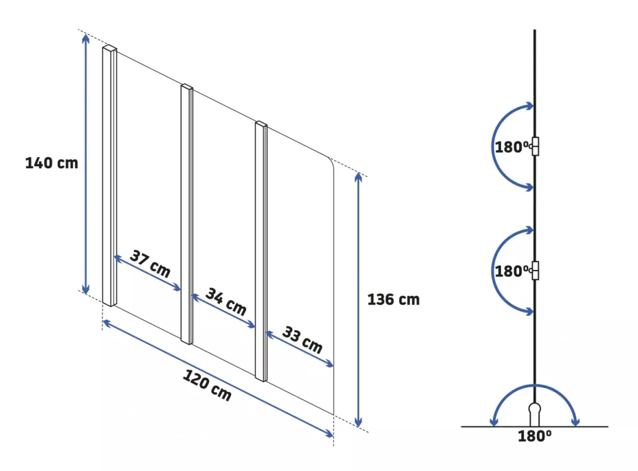 Vaňová zástena MAXMAX Rea AGAT 3 - 120 x 140 cm