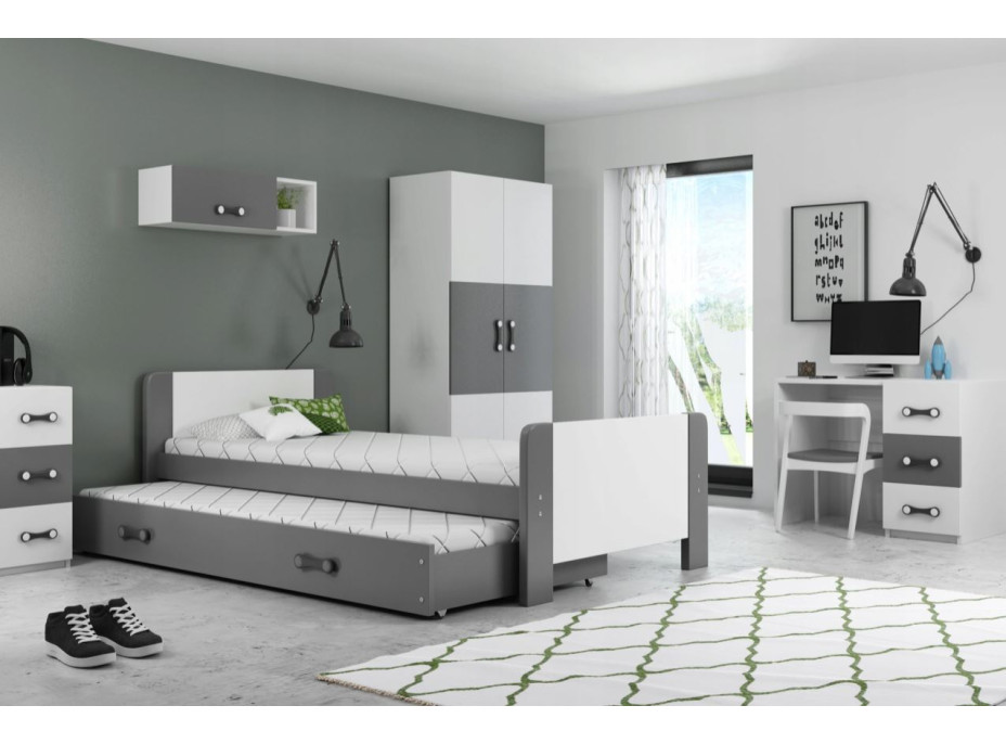 Detská posteľ DAREK so zásuvkou 200x80 cm - šedo-biela
