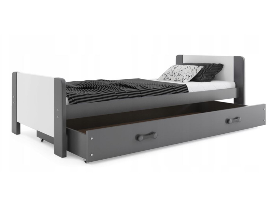Detská posteľ DAREK so zásuvkou 200x80 cm - šedo-biela