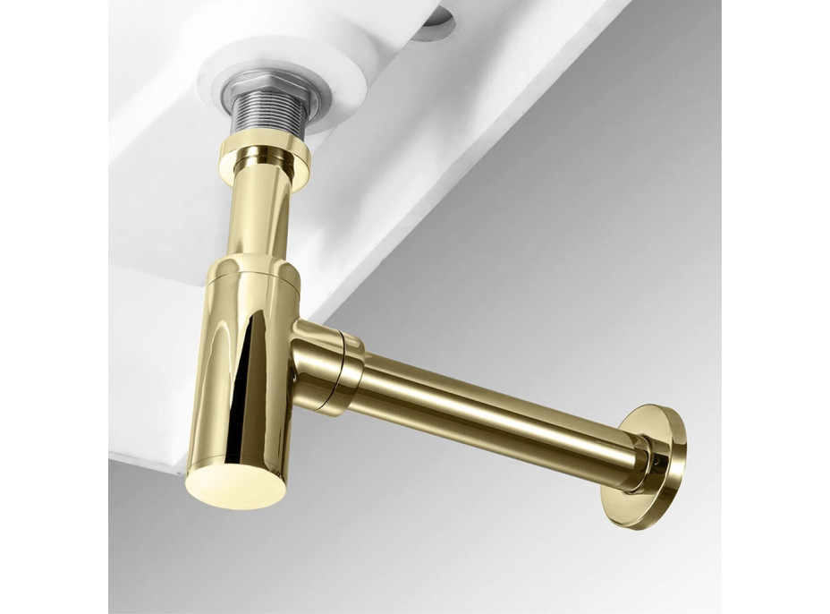 Umývadlový sifón s click/clack zátkou CALANI - univerzálny - svetlo zlatý