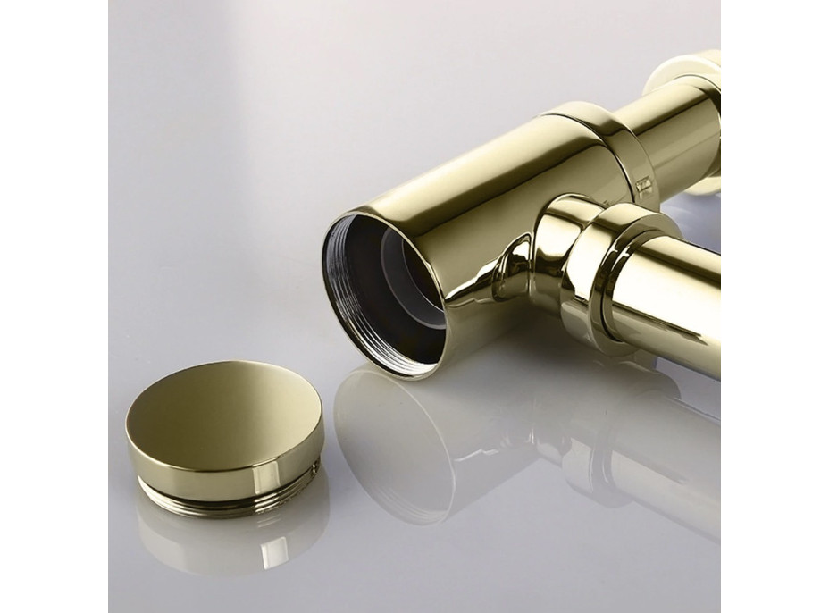 Umývadlový sifón s click/clack zátkou CALANI - univerzálny - svetlo zlatý