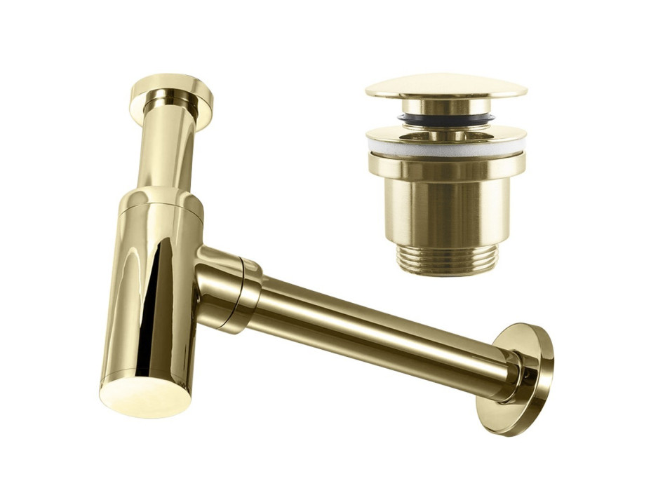 Umývadlový sifón s click/clack zátkou CALANI - univerzálny - svetlo zlatý