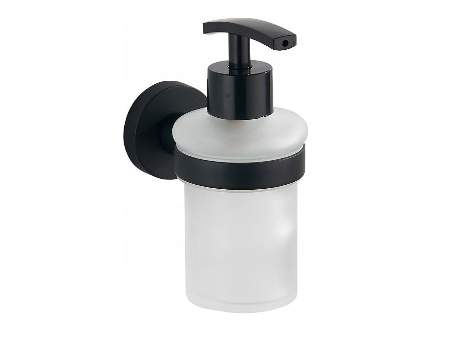 Závesný dávkovač mydla MAXMAX MEXEN TIBER s pumpičkou - kov/sklo - čierny matný, 7050540-70
