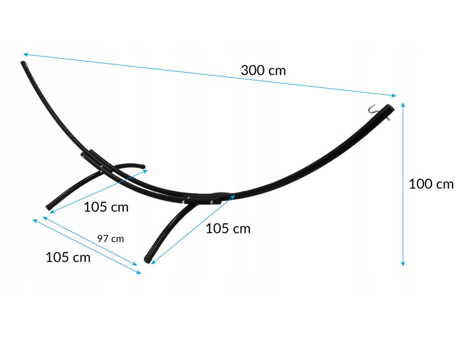 Stojan na hojdaciu sieť MATE 300x105 cm - nosnosť 220 kg