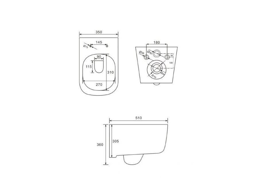 Závesné WC STELLA RIMLESS - biele + Duroplast sedátko slimplus