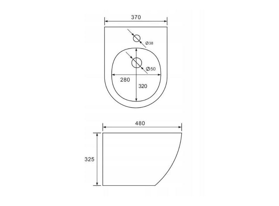 Závesný bidet MEXEN LENA 48 cm - čierny lesklý, 35224870