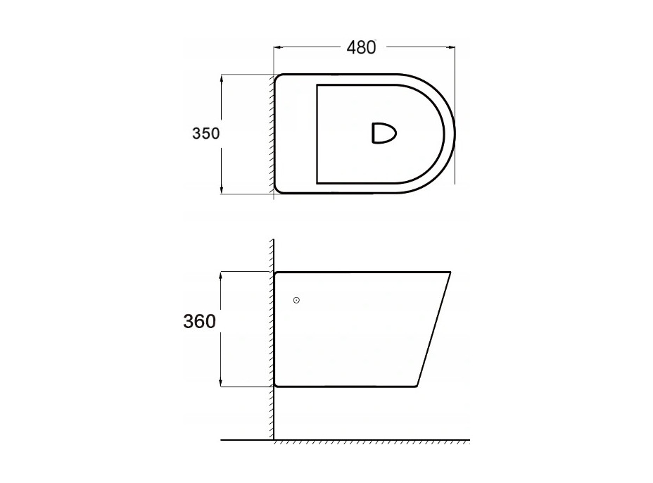 Závesný bidet RICO 48 cm - čierny lesklý