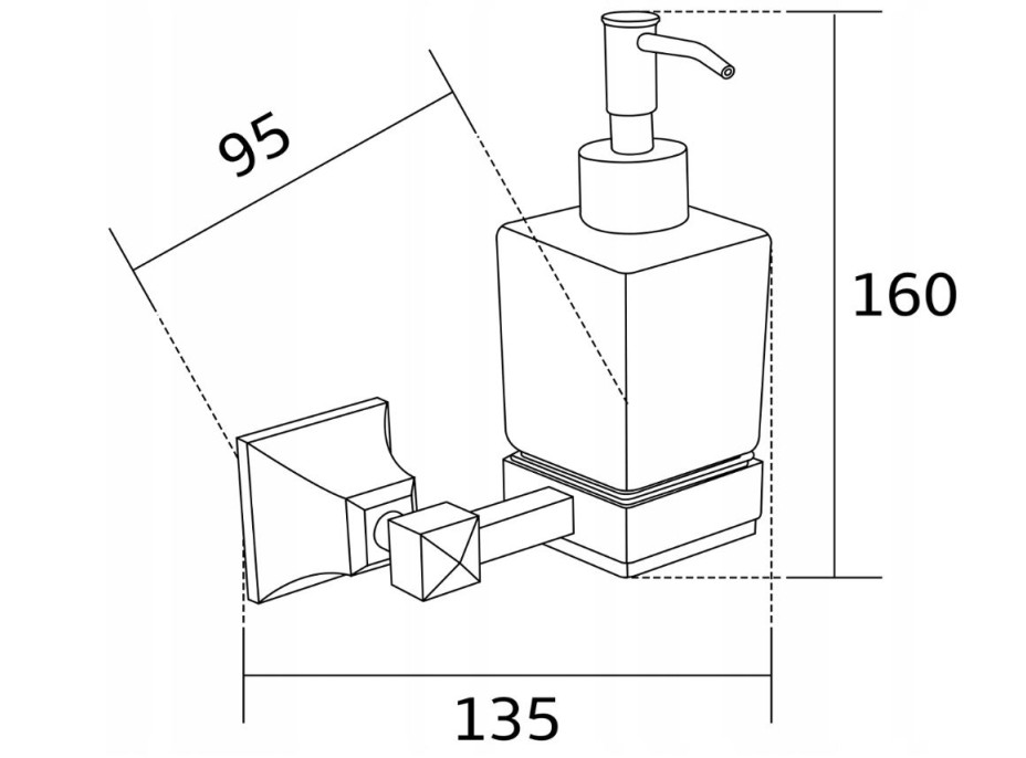 Závesný dávkovač mydla MAXMAX MEXEN DALIA s pumpičkou - kov/sklo - čierny matný, 70173388-70