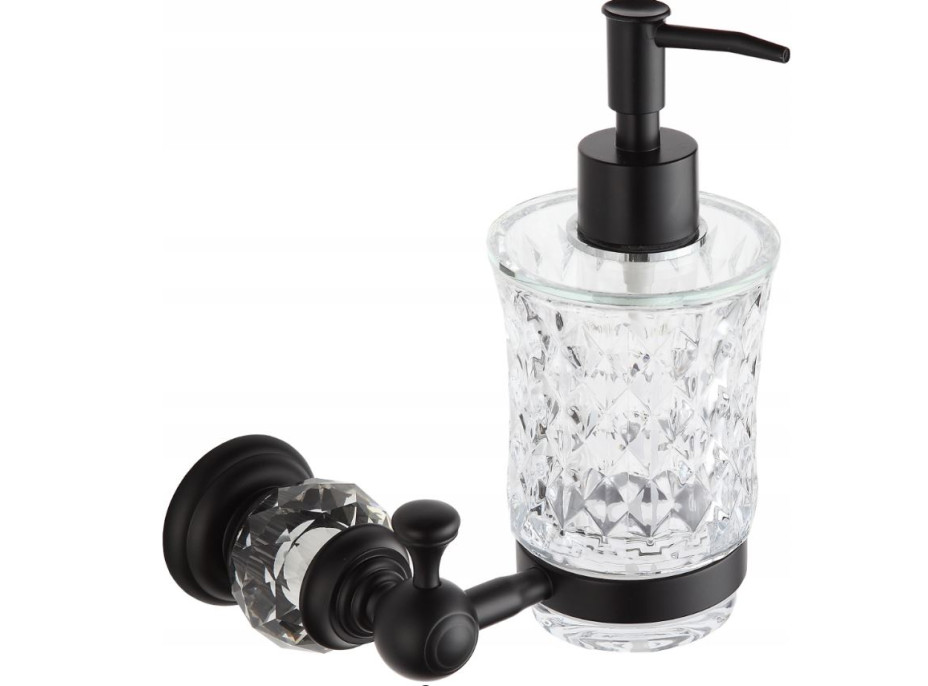 Závesný dávkovač mydla MAXMAX MEXEN ESTELA s pumpičkou - kov/sklo - čierny matný, 7011540-70