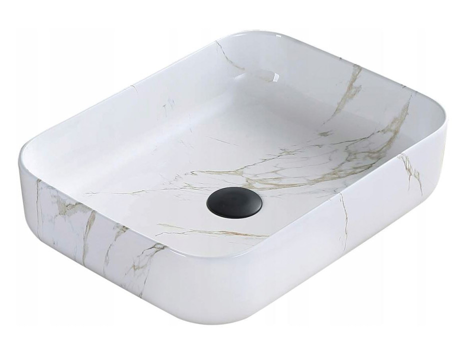 Keramické umývadlo CARLA - imitácia kameňa - biele/béžové, 21555091
