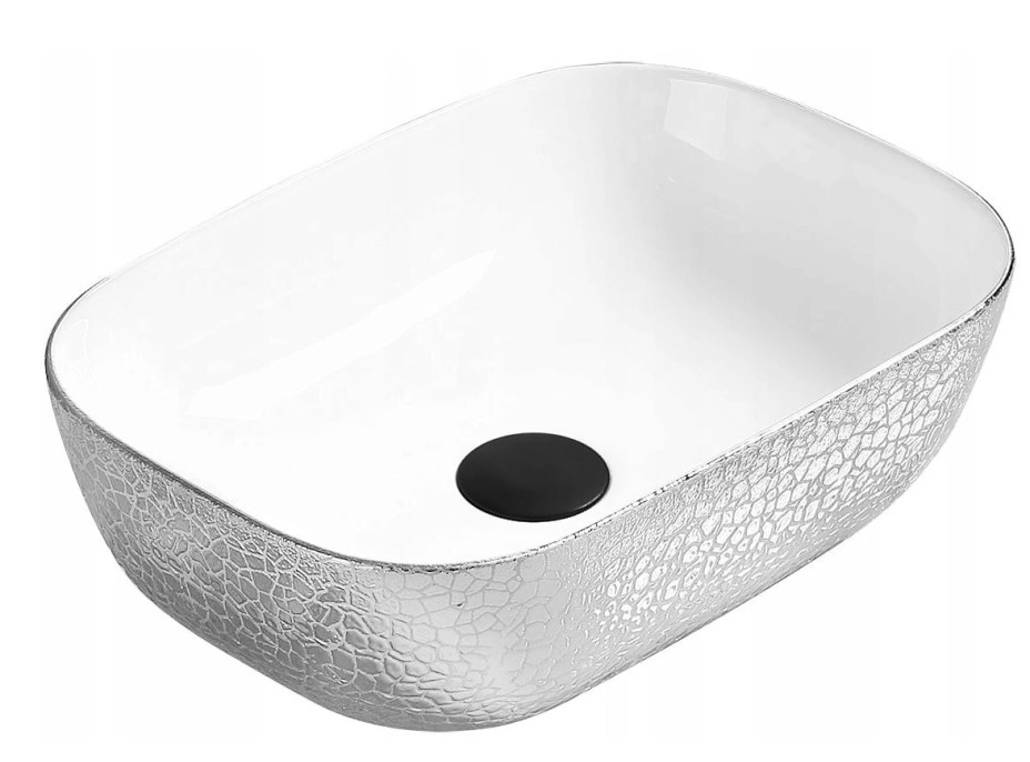 Keramické umývadlo RITA - biele/strieborný vzor, 21084555