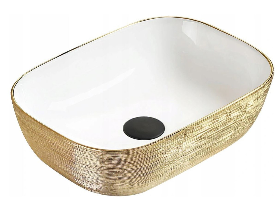Keramické umývadlo RITA - biele/zlaté pruhy, 21084553