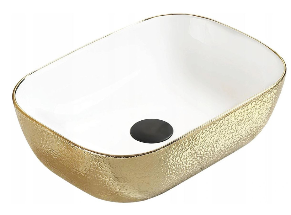 Keramické umývadlo RITA - biele / zlatý vzor, 21084554