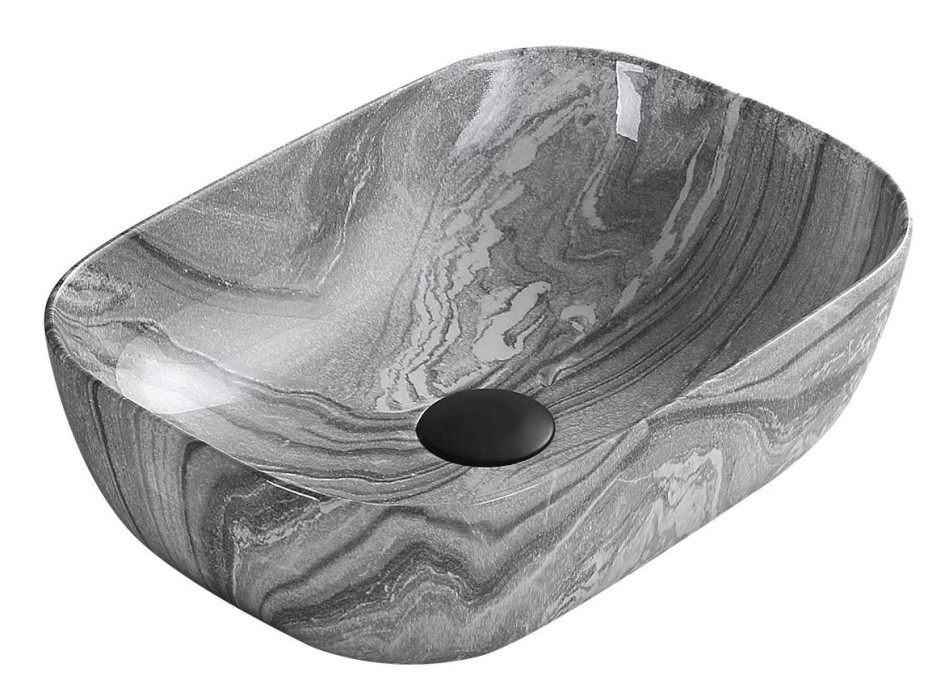 Keramické umývadlo RITA - šedé - imitácia kameňa, 21084593
