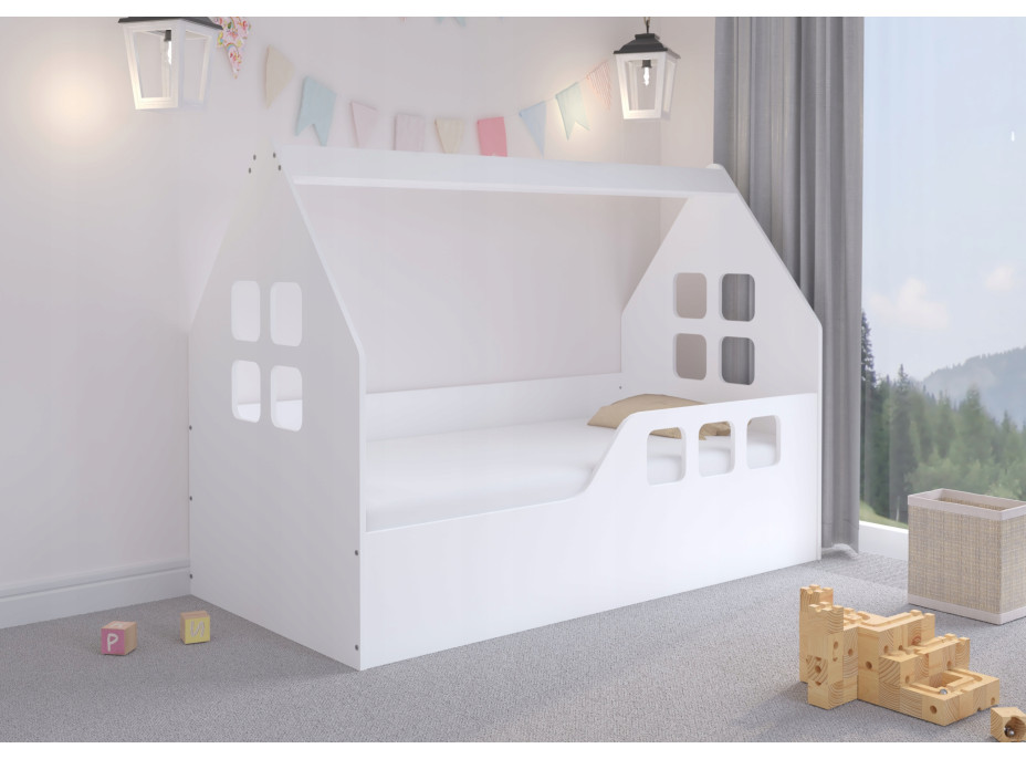 Detská domčeková posteľ KIDHOUSE - biela - pravá - 160x80 cm