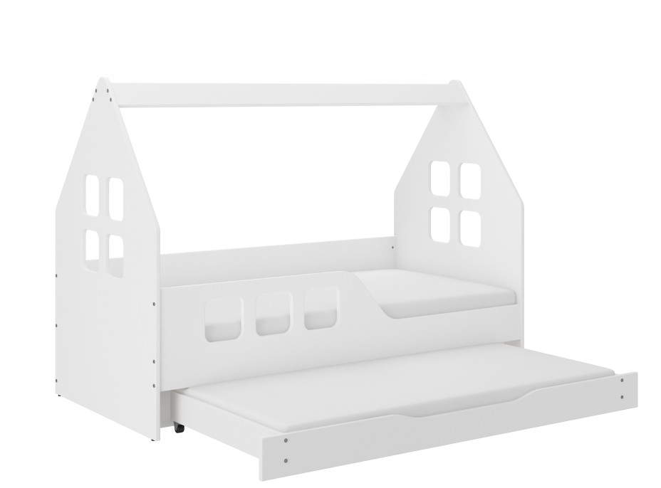 Detská domčeková posteľ KIDHOUSE s prístelkou - biela - ľavá - 160x80 cm