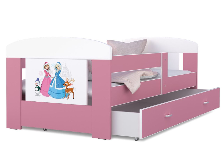 Detská posteľ so zásuvkou PHILIP - 140x80 cm - ružová / Frozen