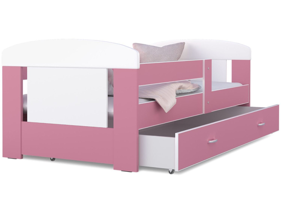 Detská posteľ so zásuvkou PHILIP - 160x80 cm - ružovo-biela