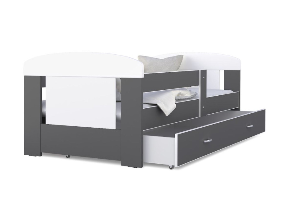 Detská posteľ so zásuvkou PHILIP - 140x80 cm - šedo-biela