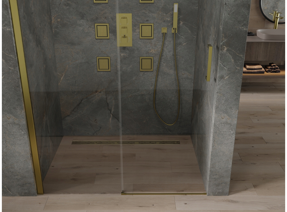 Sprchové dvere OMEGA 140 cm - zlaté - číre sklo